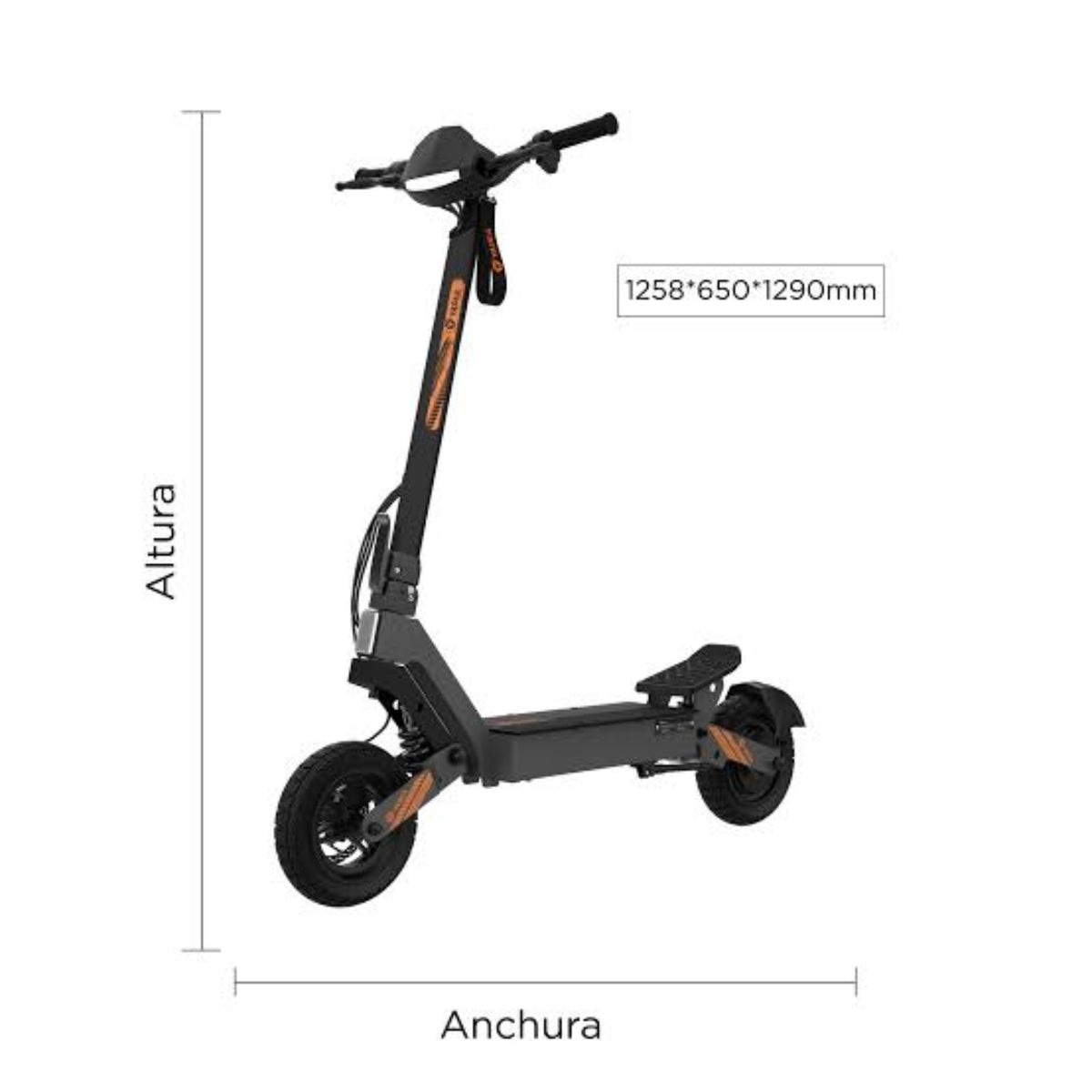 Scooter eléctrico Yadea G10 - vista completa y dimensiones
